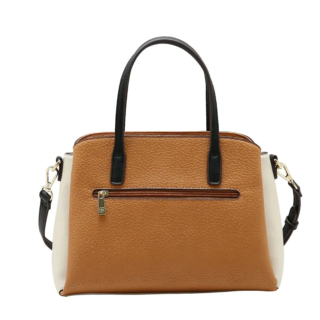 Bolsa Chenson feminina marrom vista traseira com bolso externo e zíper dourado